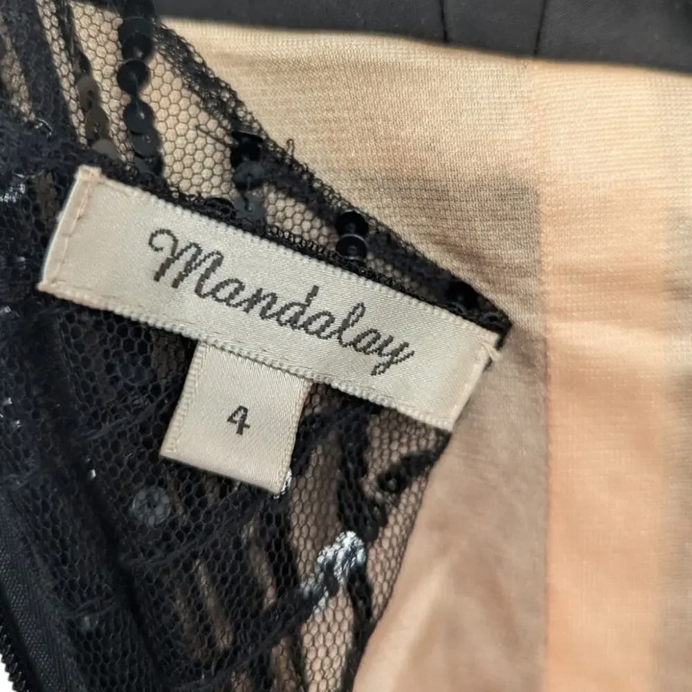Mandalay Black Sequin High Low Formal Dress Size 4